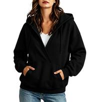 Women's Loose Fit Half Zip Hoodie V-Neck Cross Front Casual Sweatshirt XL balta