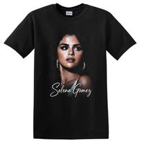 Selena Gomez Portrait T Shirt Singer Actress Pop Star Digital Art Graphic Tee S gray