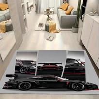 Black‑Red Track Supercar Photo Collage Print Area Rug Non‑Slip Rectangular Floor Mat Race Car Fan Decor for Gaming Bedroom Living Room 40x60cm( 15x23in ) white