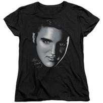 Elvis Presley Womens T-Shirt Big Face Black Tee XL gray