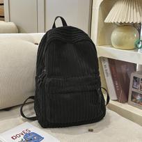 Schoolbag Large Capacity Corduroy Backpack Women's 1011 New Korean Version Simple and Versatile Junior High School Student School Bag Going Backpack žalia