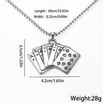 Trendy Stainless Steel Poker Cards Pendant Necklace gray