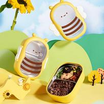 Tableware Portable Stainless Steel Insulated Lunch Box Sealed Box Child Student Outdoor Camping Picnic Food Container Bento Box one size yellow