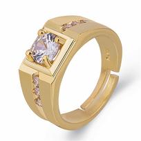 Ring gold-plated gold-plated ring men's domineering big ring platinum-plated simulated diamond ring men's ring gold-plated jewelry one size beige