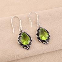 Peridot Gemstone Earrings 925 Sterling Silver Handmade Jewelry Christmas Gift EE-164-4 beige