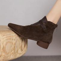 Fashion Fur Boots Winter New Suede Warm Outdoor Casual Low Heel Pointed Toe Shoes Rear Zipper Fashion Boots for Women Botas De Mujer 40 juoda