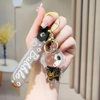 Acrylic Glitter Liquid Sand Astronaut Keychain Pendant white