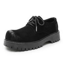 New Mens Big Toe Shoes Thick Soles Comfortable Height Increasing Autumn Winter Retro Versatile Casual Footwear 46 black