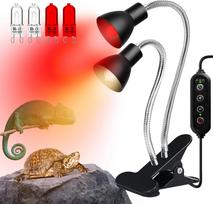 Heat Lamp for Reptile UVA UVB Light for Bearded Dragon Basking Light Dimmable Gooseneck Heating Lamp for Tortoise/Snake/Lizard (as the picture,EU Plug) red