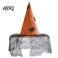 Costume Accessories for Carnival Nights Halloween Witch Hat, with Lace Mesh And Simulated Spiders, Gothic Sexy Theme Parties Style Accessory, Cosplay juoda