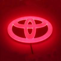 4D Luminous LED Light Front Grille Badge Is Suitable for Toyota TOYOTA Car Logo Trunk Logo Modification RB4 10cmX7cm balta