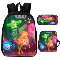 3pcs/set The Fixies Printed Backpack Children Schoolbags TV The Fixies Kids Rucksack Boys Girl Cartoon Bookbag Pencil Bags Gifts gray