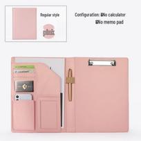 A4 Leather Business Folder with Calculator and Document Organizer black
