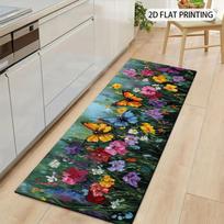 1Pcs Multi-Colored Butterfly Long Strip Non-Slip Washable Area Rug Runner for Entryway, Living Room, Bedroom & Patio 40X120cm gray