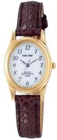 Citizen Q&Q Free Way AA95-9917 Solar Analog Watch, Women's, White x Brown, Leather Band, Water Resistant ruda
