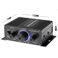AK170 Mini skaitmeninis garso automobilinis stiprintuvas Mėlyna šviesa Stereo garso stiprintuvas namų kino teatrui, klubui, vakarėliams, muzikai 200W x 2 galia juoda