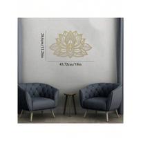 Glowing Lotus Mandala Metal Wall Art, Zen Decor for Home, Living Room, Bedroom, Indoor/Outdoor, Waterproof Rustproof TY3594-02 gray