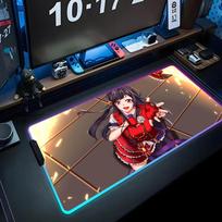 setsuna yuki Mouse Pad RGB Gaming Mousepad Big LED Pad PC Desk Mat Luminous Mouse Pad Large Keyboard Mats Table Rug With Backlit RGB600x300x3mm gray