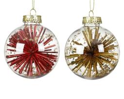 Eglutės žaisliukas Decoris, skaidrus/aukso/raudonas, 8 cm