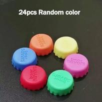 24pcs Reusable Silicone Bottle Caps - Airtight Leakproof Lids-Compatible with Standard Bottles - For Home, Restaurants, Parties beige