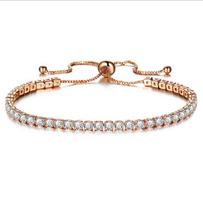 Luxury 4mm Cubic Zirconia Tennis Bracelets Iced Out Chain Crystal Wedding Bracelet For Women Men Gold Color Bracelet gray