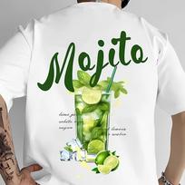 Mojito Cocktail T-Shirt Women Men Casual Short Sleeve Tee Summer Lime Mint Drink Graphic Tops H L green