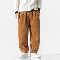 Mens Corduroy Loose Straight Chinese Style Big Size Casual Harem Long Pants M