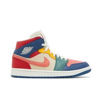 Womens Air Jordan 1 Mid SE 'Multi-Color' (women's sizes) French Blue / Fire Red / Beach / Magic Ember Vintage Basketball Shoes DN3738 400 36.5 beige