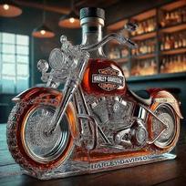 Viskio butelis Motociklo formos 11 oz Naujoviškas stiklinis grafinas 3D graviravimas Kūrybiškas Vyrams Motociklininkams/alkoholio mėgėjams Kolekcionieriams mažiau