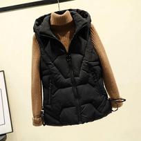 Autumn and Winter Hood Zip Up Waistcoat Women Winter Casual Female Nice Warm Woman Vest Outerwear Cheap Wholesale S juoda