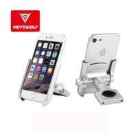 Aluminum Alloy Motorcycle Modified Handlebar Phone Holder Universal Rearview Mirror Bike Bicycle Holder Soporte Celular Moto gray