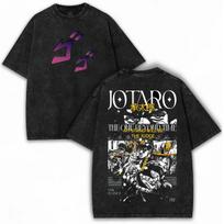 Anime Jojo Bizarre Adventure Kujo Jotaro Vintage Washed Tshirt Unisexga Tshirts Unisex Women Cotton Casual Oversized T Shirt Tops S