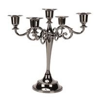 11pcs 5 Arms Metal Candelabra Polished Finish 5 Arms Candelabra Black Candle Holder  Wedding Decor gray