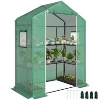 Garden Greenhouse with 1 Door, 2 Windows and 2 U-Shaped Shelves for Vegetables Plants Flowers PE Cover 140x73x190 cm 140 x 73 x 190 cm