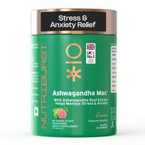 Nutriburst Ashwagandha Max 500mg Gummies for Stress and Anxiety Relief | Vigour, Energy, Power & Stamina | Relax Refresh Mind & Body | Guava Flav