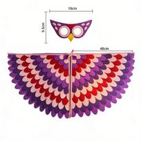 Felt Wings Cape Mask Kit Phoenix Peacock Bird Costume Halloween Carnival Party Performance Dress Up Role Play Gift blue