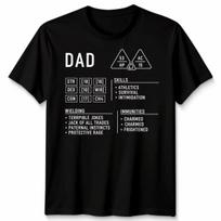 Dad Dungeons Mens T Shirt Dragons Character Sheet Fathers Day Gift DND RPG M black