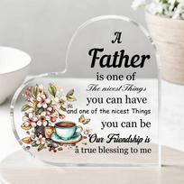 2D Flat, 1pc Retro Father's Day Gift Suitable for Dad's Birthday or Just Because Present - Acrylic Plaque with  Friendship & Blessing  Inscription, Ir 10x10cm gray