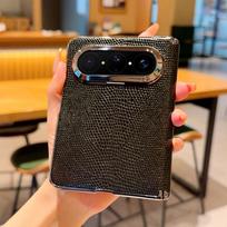 Skirta Huawei Pura X Max, galvanizuotas odos tekstūros dėklas su kristaliniu magnetiniu smūgiams atspariu dizainu For Pura X Max