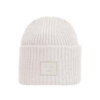 Acne Studios Face Logo Patch Beanie Light Grey  Aab C40448 LIGHT GREY white