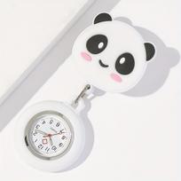 Cute Panda Nurse Quartz Pocket Watch with Stretchable Ribbon ,World Time Function,  Stylish Functional Gift, Nursing Accessory balta