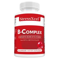 Vitamin B-Complex Dietary Supplement, With Folate, Biotin, Inositol, 120 Capsules 120 Capsules red