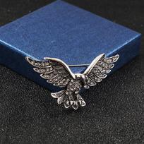 Vyriškas prabangus kalnų krištolo erelio sagė - Retro metalinis ženklelis kostiumams gray