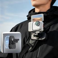 For Insta360 GO Ultra Sunnylife Magnetic Quick-Release Backpack Clip Action Camera Clamp Vertical-Horizontal Mount (Black) juoda