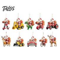 Christmas Souvenir Gifts Santa Claus Hanging Pendants, Creative Wooden Ornaments with Lanyards for Reindeer Tree Decorations Tree, Lightweight 10pcs beige