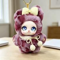 Sparkling Big Eyes Bag Charm Keychain Cute Backpack Decoration Doll Ornament  Jewelry Accessories gray