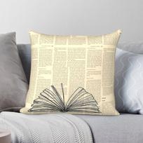 Vintage Book Lover Bookworm Pillowcase Polyester Linen Velvet Pattern Zip Decor Throw Pillow Case Sofa Seater Cushion Case 45x45 30X30CM white