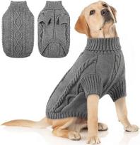 Dog Sweater Winter Knitted Clothes Warm High Neck Pet Clothing For Large Dogs Bulldog Doberman Medium Big Breed Outdoor Wear (Pink,S) pink