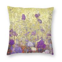 Gustav Klimt Purple Flower Garden Square Pillowcase Polyester Linen Velvet Printed Zip Throw Pillow Case Room Cushion Cover 50cmx50cm(20x20Inch) beige