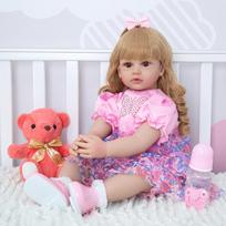 KEIUMI Fantasy 24 colių Reborn Doll Cloth Body Mielos princesės lėlės žaislai mergaitėms Vaikų dienos dovanos vaikams gimtadienio dovana 60cm pink